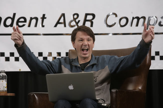 Hollywood Music Supervisor John Houlihan raises his hands and shouts, 'That's what I'm looking for!' during his presentation at the Road Rally.