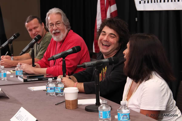 (Left to right) Matt Hirt, Steve Winogradsky, Jeff Gray, and Tanvi Patel during their panel at TAXI's Road Rally, 2014.