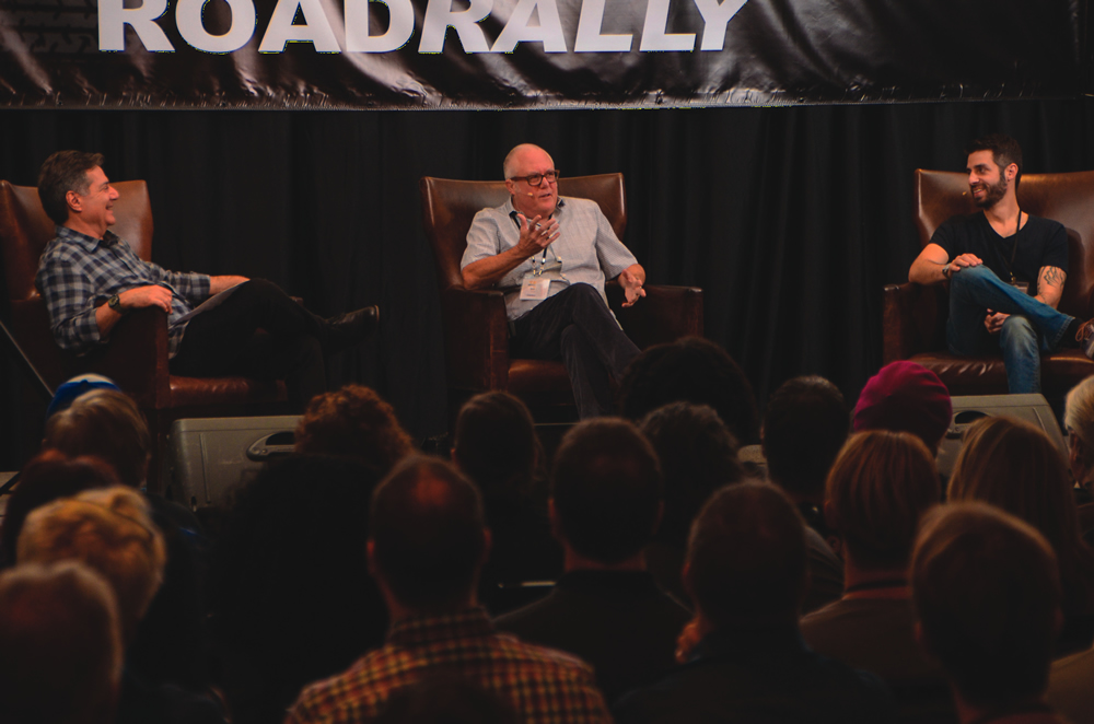 (Left to right) TAXI Founder, Michael Laskow, Black Toast Music CEO, Bob Mair, and Music Supervisor, Frank Palazzolo on stage during the Music Licensing Basics session at the TAXI Road Rally.