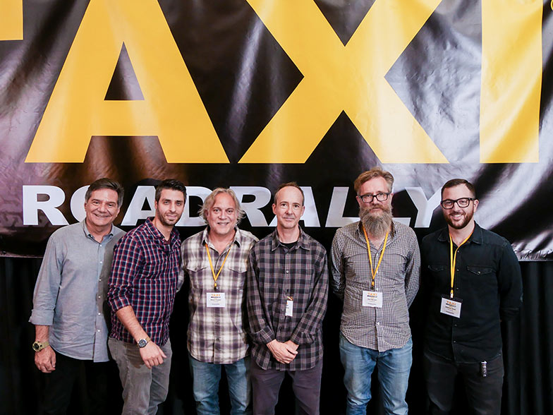 An All-Star lineup of music supervisors pose for a group shot after their panel. (Left to right) TAXI’s Michael Laskow, Frank Palazzolo, Mason Cooper, Jonathan Weiss, Karl Richter, and Naaman Snell. These supervisors represent several specialties including, dramatic TV, feature films, reality TV, advertising, and trailers. We had it all covered at this year’s Road Rally!