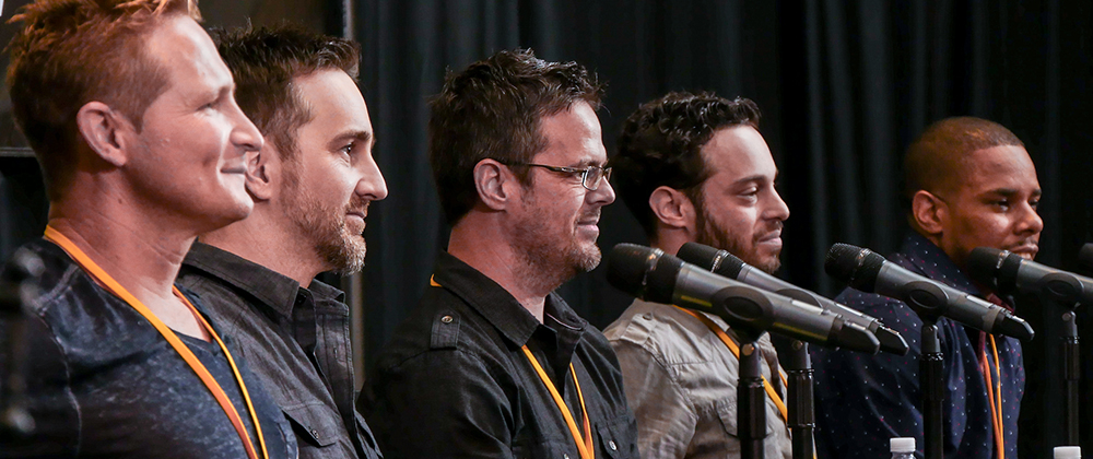 Matthew VanderBoegh, Keith LuBrant, Randon Purcell, Marcus Cohen and Terrell Burt during their panel at TAXI’s Road Rally convention.