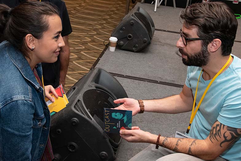 Hollywood Music Supervisor Frank Palazzolo and Fatima Gerendas (TAXI Member from Vienna, Austria) share a moment at the Road Rally.