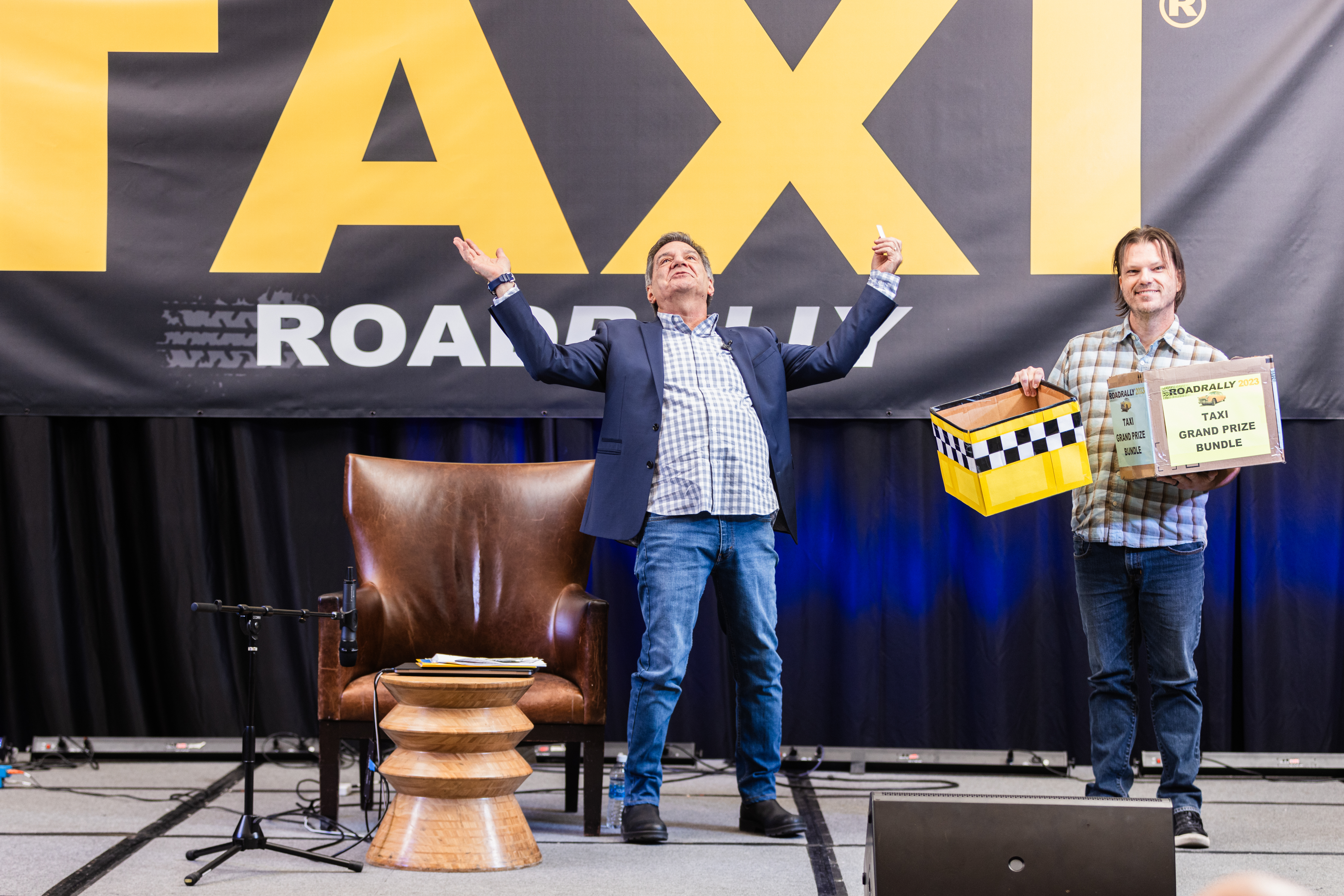 TAXI CEO, Michael Laskow, thanks God when he finally drew a winning number for the Grand Prize giveaway.