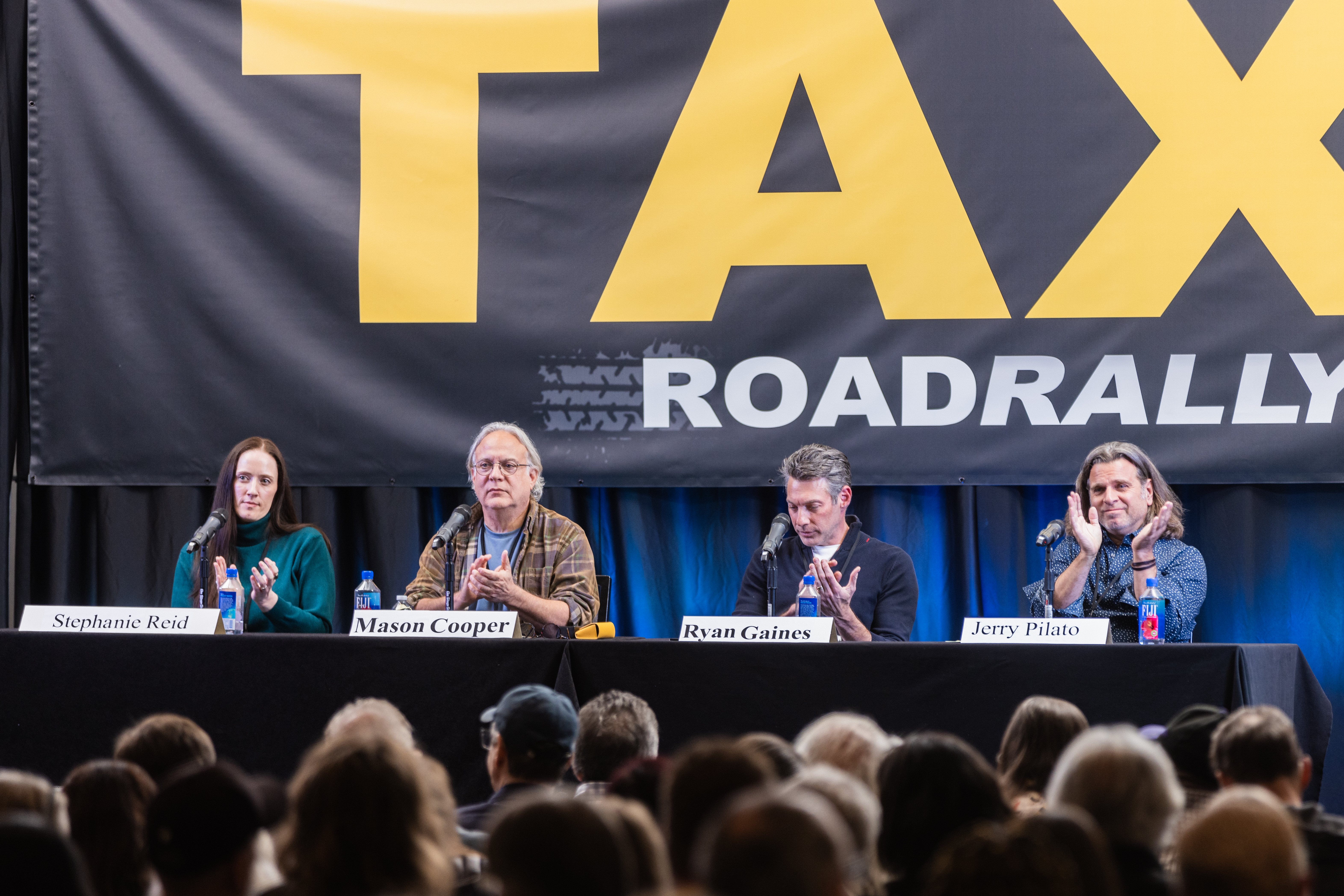 We always love it when the panelists clap for a TAXI member’s song. (Left to right), Licensing Executive, Stephanie Reid; Music Supervisor, Mason Cooper; Licensing Executive, Ryan Gaines; and Licensing Executive, Jerry Pilato all took copies of the song they applauded for!