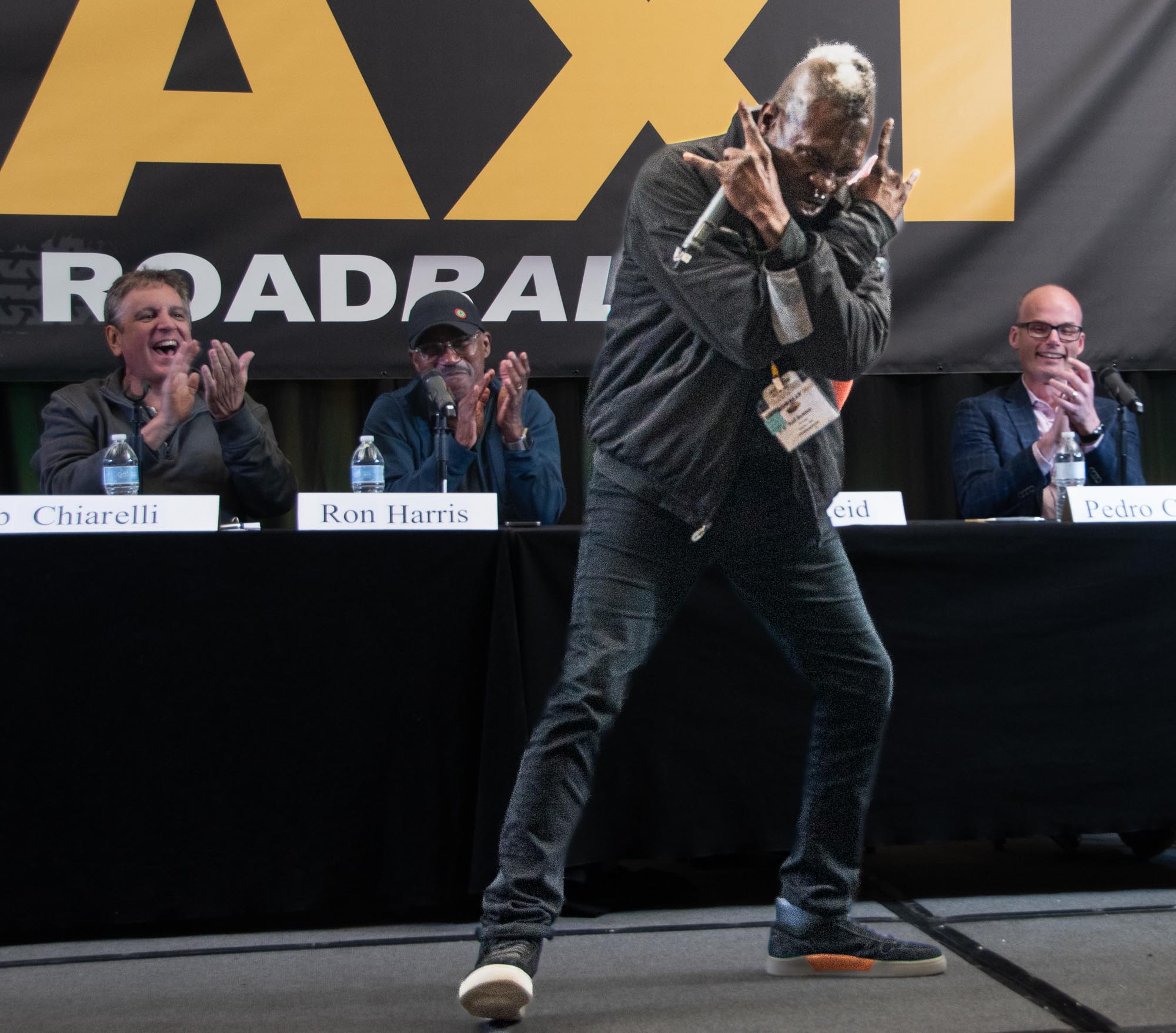 TAXI member, K.P. Bolden jumped on stage to rock out to Wild Man Chris’s song during the Happy Ending Pitch panel at the end of the Rally. That panel is pretty famous for being lots of fun and somewhat silly, but K.P. made it even better this year!