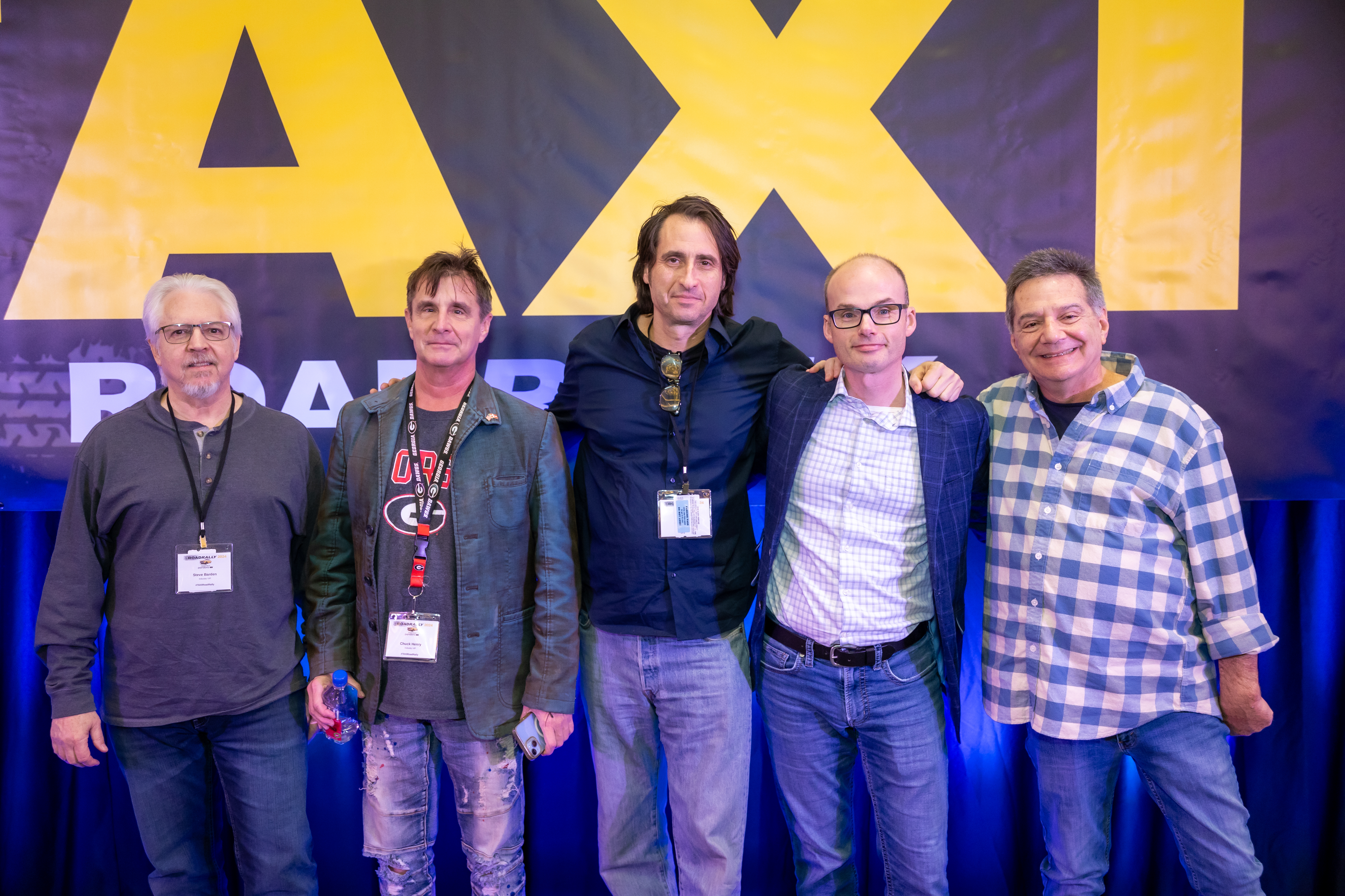 The Instrumental Pitch and Feedback panelists (l to r) Steve Barden, Chuck Henry, Geoff Siegel, and Pedro Costa posed for a group shot with TAXI’s Michael Laskow after their panel. Where else can musicians get feedback from four music library CEOs at one time?