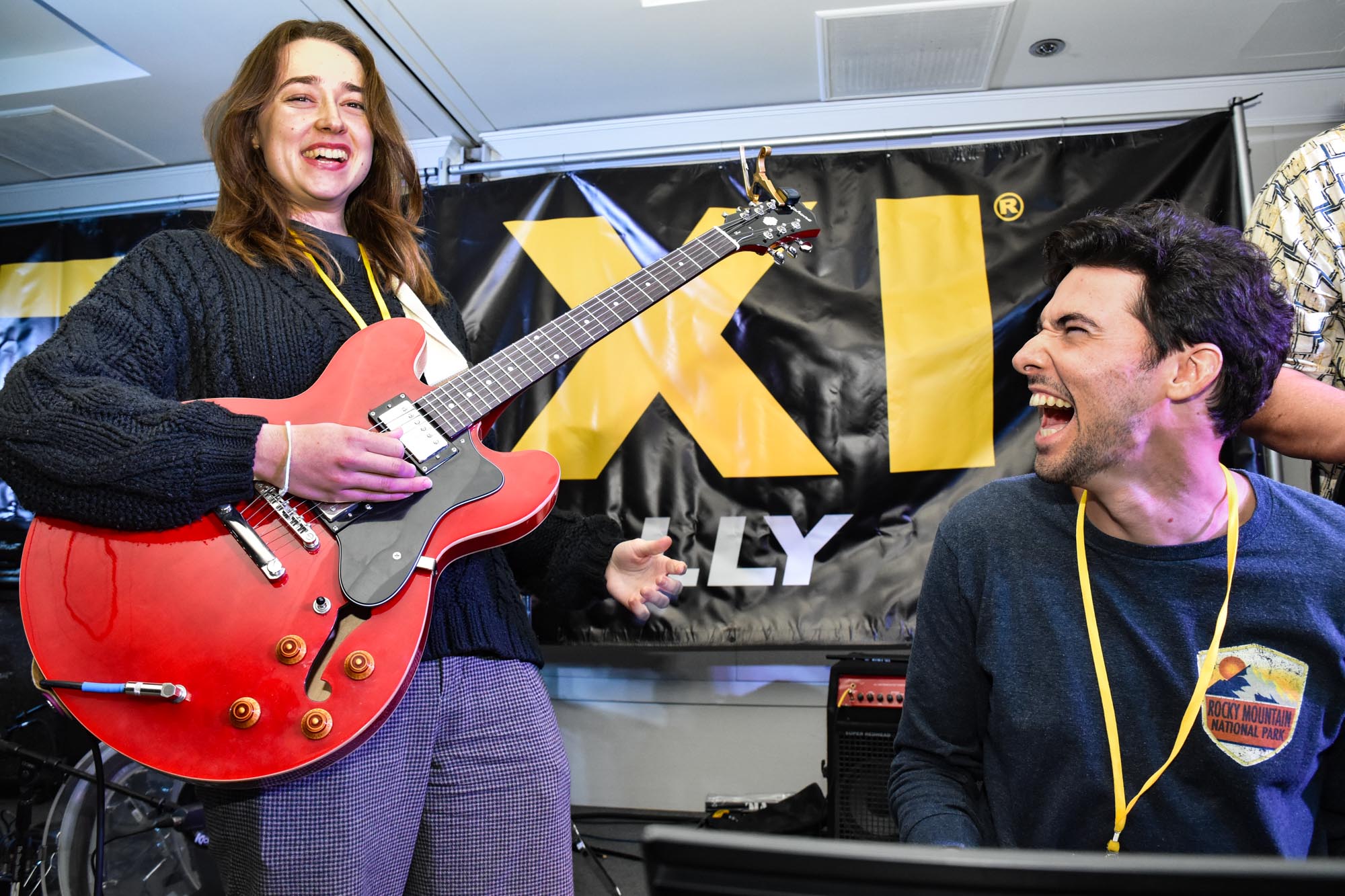 The enthusiasm level in the Jam Room was high all weekend, but it looks like our photographer caught a special moment here!